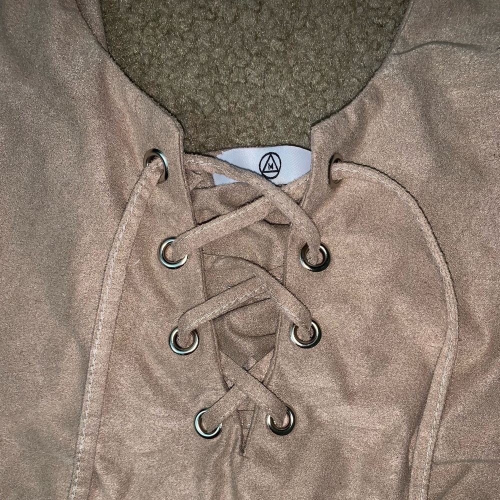 NUDE SUEDE BODY SUIT FROM MISGUIDED